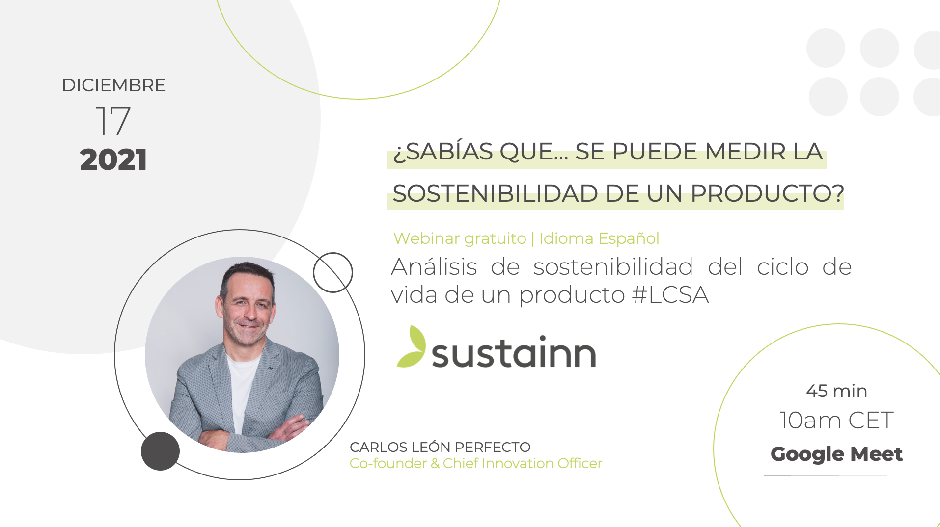 Webinar Gratuito – Análisis Sostenibilidad Ciclo de vida de Producto #LCSA